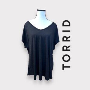 Women’s Torrid Black Cut Out Back Studio Knit Top 3 3X XXXL 22 24